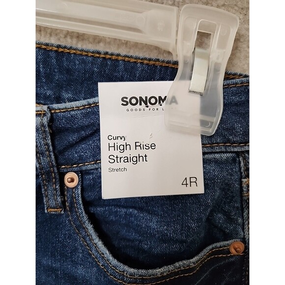 Sonoma Curvy High Rise Straight Jeans Womens 4 Blue Dark Wash Stretch NEW - Picture 5 of 10